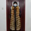 Winter Red Fox Fur Vest Female Real Extended Long Women Red Fox Fur Waistcoat Natural Fox Fur Waistcoat Long 240122