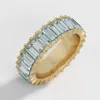 AOTEMAN Kupfer Regenbogen Ring Bunte Multi Farbe CZ Eternity Baguette Finger Gold Ringe Frauen Frauen Schmuck Zubehör X0715275y