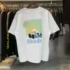 Rhude Tshirt Designer Original High Quality Mens Tshirts Tropics Coconut Racing Casual Short Sleeve For Men And Women