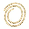 Fina fantastiska herr- och kvinnors 24k Real Yellow Gul Solid Gold GF Halsband Solid Chain 24inch Champion 5 i rad