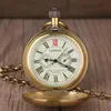 Vintage Retro Copper Watch Mężczyzn Mężczyzny London Mechanical Pocket Watch z metalową sieć Steampunk Roman252x