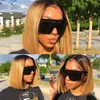 Short Ombre Honey Blonde Bob Wig With Baby Hair Brown Straight Human Wigs Lace Part 1b27 For Black Women 240126