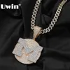 UWIN personnalisé initiales collier pour hommes grand cercle plaque signalétique glacé cubique Zircon pendentif Hip Hop charmes bijoux de mode 240119