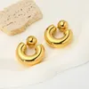 Stud Earrings 16K Gold Plated Stainless Steel Front Back Statement Hoop Earring For Women Girls Double Sided Ball Jewelry Gift