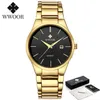 WWOOR montre de luxe hommes affaires sport hommes montres à Quartz or acier inoxydable étanche automatique Date Relogio Masculino X343A