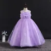 Flickaklänningar Annabelle Tulle Appliques Tiered Dress for Kids Bow Flower Bridesmaid Baby Christmas Weddings Birthday Party