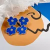 Brincos de parafuso prisioneiro flor azul temperamento planta atmosférica clipe de orelha sem piercing feminino menina fresca