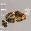 Strand Chinese Style Sandalwood Buddha Bead Bracelet Retro Green Plate Playing Bodhi Incense