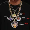 Kettingen Ronde geheugen Medaillons Aangepaste foto Hanger ketting voor mannen Hip Hop sieraden Grote Medium Klein formaat Paar Zirkoonketen Gift