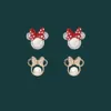 Pendientes bonitos con lazo y perlas enteras para mujer, joyería de dibujos animados con cristales de ratón, abalorio de Anime, accesorios de boda 2021, 255d