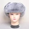 Береты, шапка из натурального меха для женщин, русская шапка-ушанка из натурального рекса, зимние толстые теплые модные шапки-бомберы с ушками