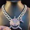 Big Size Shark Pendant Necklace For Men 6IX9INE Hip Hop Bling Jewelry With Iced Out Crystal Miami Cuban Chain fashion jewelry Y122280y