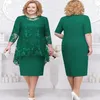 Plus Size Moeder Van De Bruid Jurken Twee Stukken Schede Applique Kant Bruiloft Gast Jurk Thee Lengte Zomer Avondjurken217D