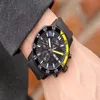 Часы высшего качества с черным резиновым ремешком, роскошные морские мужские дизайнерские часы из нержавеющей стали с автоматическим кварцевым механизмом, спортивные часы wr327B