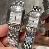 Mode de luxe son et sa montre ensemble vintage tank montres guépard montre diamant rectangle quartz montre en acier inoxydable cadeau pour couple