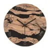 Wall Clocks Rustic Wood Clock Vintage Silent Sweep Movement Farmhouse Round Handmade Grain Set For Home