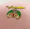 Mode Gold Shriner Scimitar Moon Star Shrine Charm Pendant Masonic Freemason Farao Half Moon Crescent Shaped Farao Halsbandsmycken för män