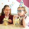 Disposable Cups Straws Funny Soft Glasses Straw Flexible Drinking Eyewear Tube Birthday Party Supplies Random Color