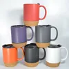 Mugs Selling 12 16 Oz Fashion Coffee Cup Matte Black Ceramic Mug With Insulated Cork And Splash Proof Lid