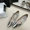 Designer Silver Women Flat Ballet Shoes Fashion Shallow Slip On Ladies Elegant Round Toe Soft Ballerina 240126