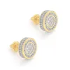 Unissex masculino feminino brincos studs amarelo branco banhado a ouro espumante cz simulado brincos de diamante para homens feminino agradável gift284u