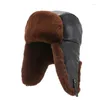 Bérets en cuir de vache véritable naturel, chapeaux de bombardier, Protection des oreilles, casquettes d'hiver chaudes, fourrure russe, Ski, chasse, trappeur avec rabats