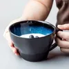 Tazze Creative Retro Blu Irregolare in ceramica Tazza Amante del caffè Tè Tazza di latte Regalo di anniversario Bicchiere Kawaii