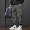 Winter Men's Fleece Jogging Pants Warm Thick Corduroy Cargo Trousers Fashion Korean Casual Harem Sweatpants Streetwear Black 240122