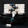 Strand Natural White Jade Bodhi Bracelet 108 Root Beads Retro Accessories Female