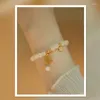 Strand Hetian Jade Bracelet Chinese Style Chain 6mm White Hand String Female Designer Year Diy Handmade Gift Bangle Girl Women