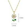 Ketting Oorbellen Set Modieus Charmant Wit Groen Blad Zonnebloem en Klassieke Retro Roestvrij Staal Feest Bruiloft Sieraden