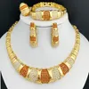 Latest Dubai Gold Color Jewelry Sets Luxury 18K Plated Women Necklaces Earrings Ring Bracelet Wedding Party Accessories 240122