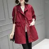 Women's Trench Coats Windbreaker Mid Length Spring Autumn Large 2024 Temperament British Style Relaxed Casual Versatile Coat