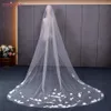 TOPQUEEN V52 3D fleurs voile de mariage avec perles voiles de mariée Long Train douche nuptiale Veu de mariée 3 mètres Veu de Noiva 240123