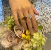 Vintage Band Rings Perlee Brand Designer Copper Double Farterfly Four Leaf Clover Flower Charm Open Ring for Women With Box Party Gift