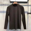 Moda roupas coreanas y2k streetwear casual elegante magro masculino gola alta outono inverno casual camisetas oversize homem 240126