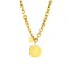 14k Yellow Gold Hip Hop Round Portrait Coin Necklace For Women Men Fashion Trend Girl Jewelry Gift Joyas