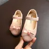 Mädchen pu Lederschuhe Kinder Kinder Prinzessin Spitze Bowknot Sparkling Shoes Frühling Herbst Baby Casual Party Flats 240118