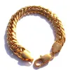 Men's 24kt Real Yellow Gold HGE 9 tum Tung lyxig Hypotenuse Nugget Armband Jewelry S Champion International Design2729