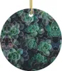 Decorazioni natalizie Stampa succulenta verde Albero di Babbo Natale Ornamenti pendenti Ornamento rotondo in ceramica Regalo per gli amanti delle piante