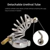 Chastity Device with Urethral Sounds, Metal Male Chastity Cage Ergonomic Design Chastity Lock Adult Sex Toys for Couples (with S/M/L Sized Cuffs)