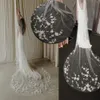 TOPQUEEN V52 3D fleurs voile de mariage avec perles voiles de mariée Long Train douche nuptiale Veu de mariée 3 mètres Veu de Noiva 240123