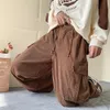 Erkekler kahverengi Y2K Baggy Japonya pantolon büyük boy kadife gevşek geniş bacak kargo pantolon pantolon sıradan erkek eşyalar sokak kıyafetleri Kore 240126