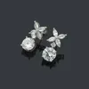 Luxury Diamond Stud Branded Logo Grave Jewelry Lady Studs Classic Designörhängen Rostfritt stål Silver Elagant Women Small Ear286D