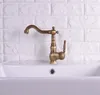 Kitchen Faucets Antique Brass Swivel Spout Bathroom Sink Faucet Vintage Retro Basin Cold And Water Mixer Taps Dnfa4