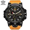 Smael marka luksusowe zegarki sportowe wojskowe mężczyźni kwarcowo LED Digital Watch Man Waterproof Waterproof Dual Display WristWatches x062282t