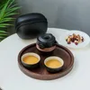 Yüksek Derece Siyah Pottery 1 Pot 2 Subs Çay Setleri Taşınabilir Seyahat Ev Ofis Bardakları Seramik Çay Kahve Konteyneri Torbalı 240119