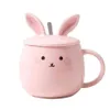 Мультяшный кролик с крышкой, ложка, керамическая чашка, чашка для кофе, чашка для завтрака, кружка, милая студенческая пара, чашка с крышкой и ложкой G11262841