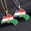 14k Yellow Gold Enamel Kurdistan Map Pendant Necklace For Women Men Sweater Chain Ethnic Cultural Jewelry Gifts Wholesale New Best quality