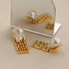 Dangle Earrings Korean Fashion Wide-plate Chain Baroque Pearl Drop For Women Jewelry Gown Brincos Runway Rare Boucle D'oreille